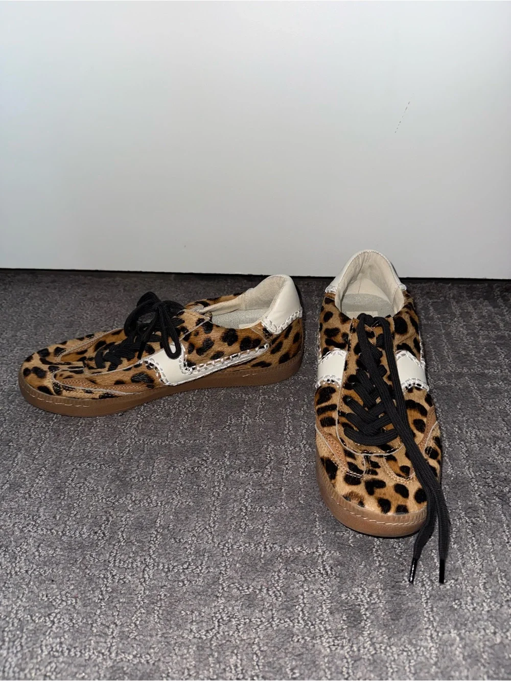 Dolce Vita Leopard-Print Lace-Up Sneakers in Brown and Black